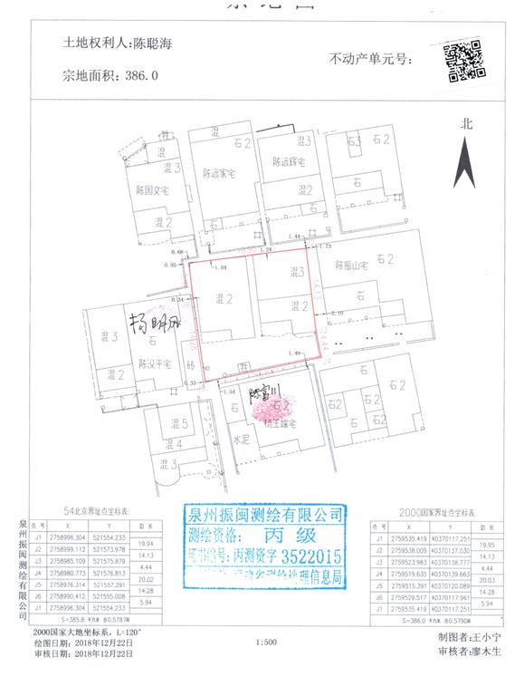 陈聪海(陈明成之子) 洛阳镇后埔村 宅基地使用权 批准拨用 农村宅基地